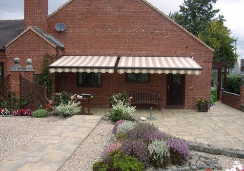 Beige Cream Striped Awnings